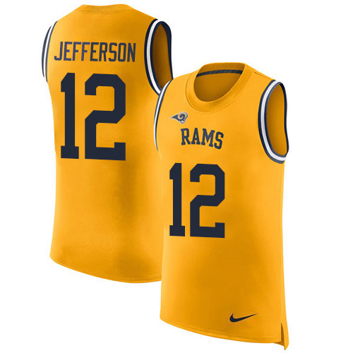 Nike Los Angeles Rams #12 Van Jefferson Gold Men’s Stitched NFL Limited Rush Tank Top Jersey