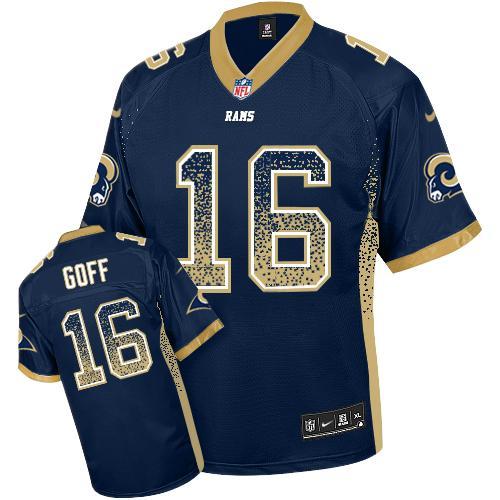 Nike Los Angeles Rams #16 Jared Goff Navy Blue Team Color Men’s Stitched NFL Elite Drift Fashion Jersey