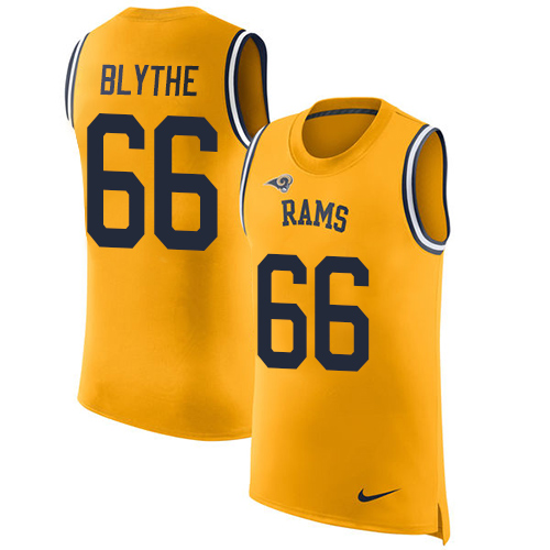 Nike Los Angeles Rams #66 Austin Blythe Gold Men’s Stitched NFL Limited Rush Tank Top Jersey