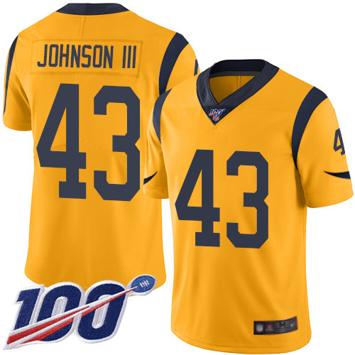 Nike Los Angeles Rams #43 John Johnson III Gold Men’s Stitched NFL Limited Rush 100th Season Jersey