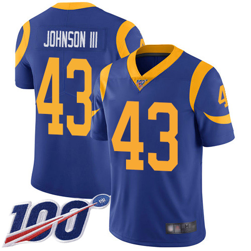 Nike Los Angeles Rams #43 John Johnson III Royal Blue Alternate Men’s Stitched NFL 100th Season Vapor Limited Jersey