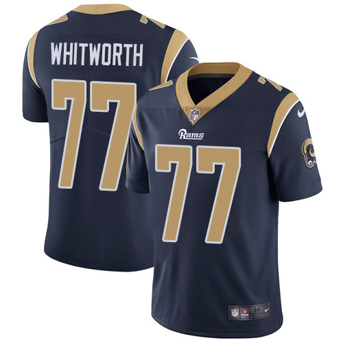 Nike Los Angeles Rams #77 Andrew Whitworth Navy Blue Team Color Men’s Stitched NFL Vapor Untouchable Limited Jersey