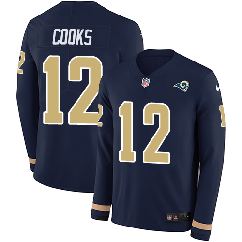 Nike Los Angeles Rams #12 Brandin Cooks Navy Blue Team Color Men’s Stitched NFL Limited Therma Long Sleeve Jersey