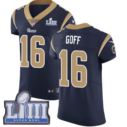 Nike Los Angeles Rams #16 Jared Goff Navy Blue Team Color Super Bowl LIII Bound Men’s Stitched NFL Vapor Untouchable Elite Jersey
