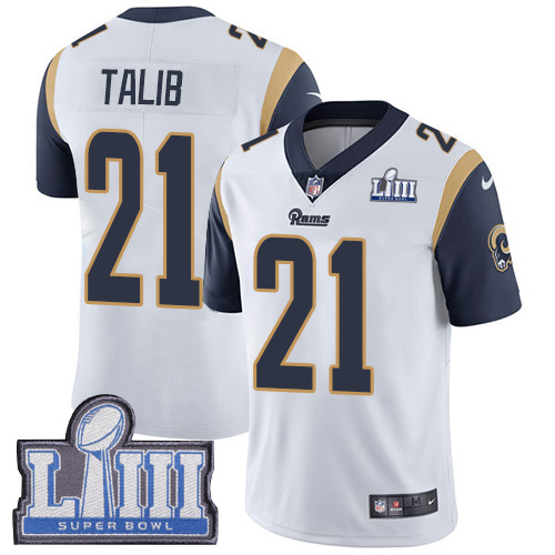 Nike Los Angeles Rams #21 Aqib Talib White Super Bowl LIII Bound Men’s Stitched NFL Vapor Untouchable Limited Jersey