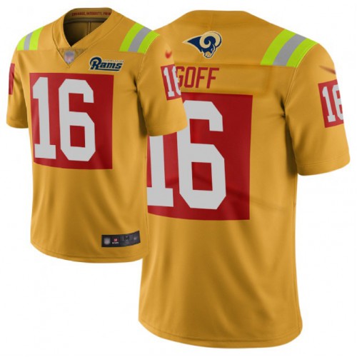 Nike Los Angeles Rams #16 Jared Goff Gold Men’s Stitched NFL Limited City Edition Jersey