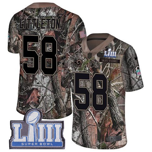 Nike Los Angeles Rams No58 Cory Littleton Camo Super Bowl LIII Bound Men's Stitched NFL Limited 2018 Salute To Service Jersey