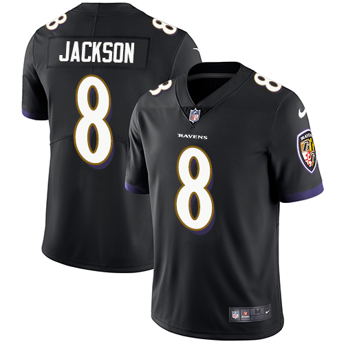 Nike Baltimore Ravens #8 Lamar Jackson Black Alternate Men’s Stitched NFL Vapor Untouchable Limited Jersey