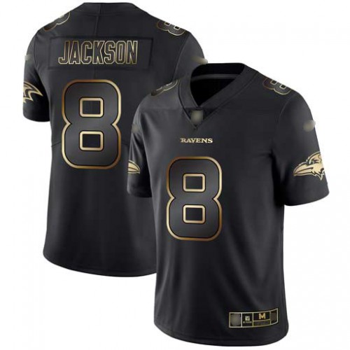 Nike Baltimore Ravens #8 Lamar Jackson Black/Gold Men’s Stitched NFL Vapor Untouchable Limited Jersey