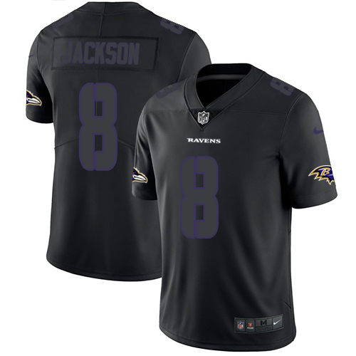 Nike Baltimore Ravens #8 Lamar Jackson Black Men’s Stitched NFL Limited Rush Impact Jersey