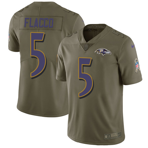 Nike Baltimore Ravens #5 Joe Flacco Olive Men’s Stitched NFL Limited 2017 Salute To Service Jersey