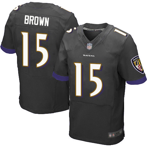 Nike Baltimore Ravens #15 Marquise Brown Black Alternate Men’s Stitched NFL New Elite Jersey
