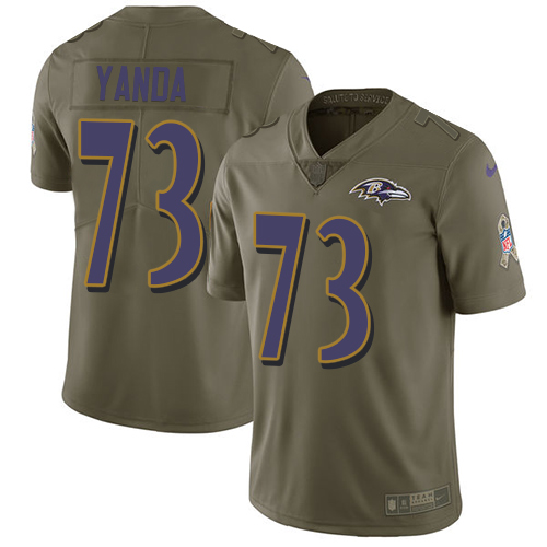 Nike Baltimore Ravens #73 Marshal Yanda Olive Men’s Stitched NFL Limited 2017 Salute To Service Jersey
