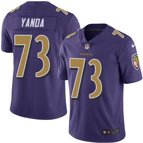 Nike Baltimore Ravens #73 Marshal Yanda Purple Men’s Stitched NFL Limited Rush Jersey