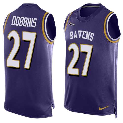 Nike Baltimore Ravens #27 J.K. Dobbins Purple Team Color Men’s Stitched NFL Limited Tank Top Jersey