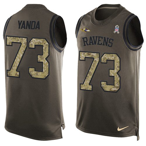 Nike Baltimore Ravens #73 Marshal Yanda Green Men’s Stitched NFL Limited Salute To Service Tank Top Jersey