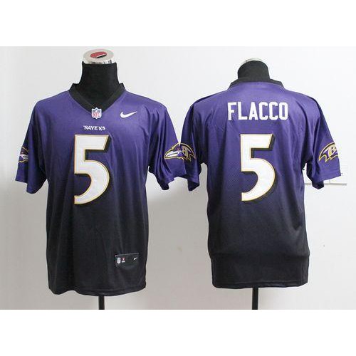 Nike Baltimore Ravens #5 Joe Flacco Purple/Black Men’s Stitched NFL Elite Fadeaway Fashion Jersey