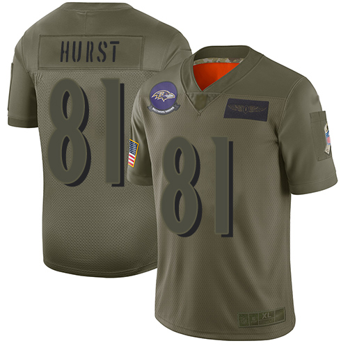 Nike Baltimore Ravens #81 Hayden Hurst Camo Men’s Stitched NFL Limited 2019 Salute To Service Jersey