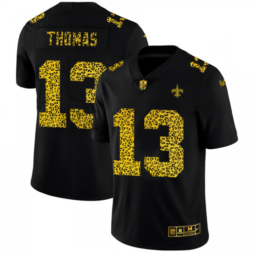 New Orleans New Orleans Saints #13 Michael Thomas Men's Nike Leopard Print  Fashion Vapor Limited NFL Jersey Black
