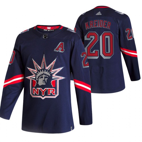 New York Rangers #20 Chris Kreider Navy Men’s Adidas 2020-21 Reverse Retro Alternate NHL Jersey