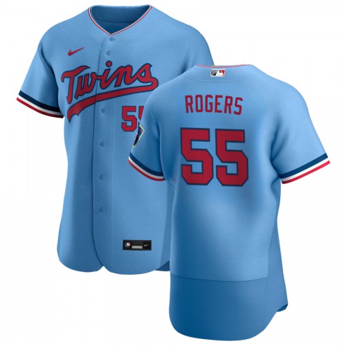 Minnesota Twins No55 Taylor Rogers Men's Nike Light Blue Alternate 2020 60th Season Authentic Team MLB Jersey