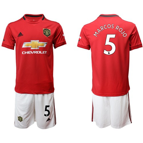 Manchester United #5 Marcos Rojo Red Home Soccer Club Jersey