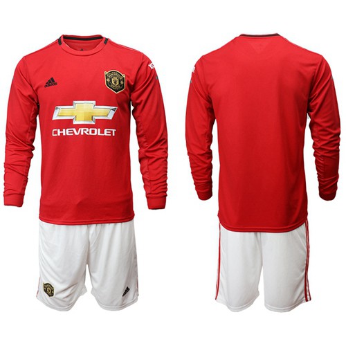 Manchester United Blank Red Home Long Sleeves Soccer Club Jersey