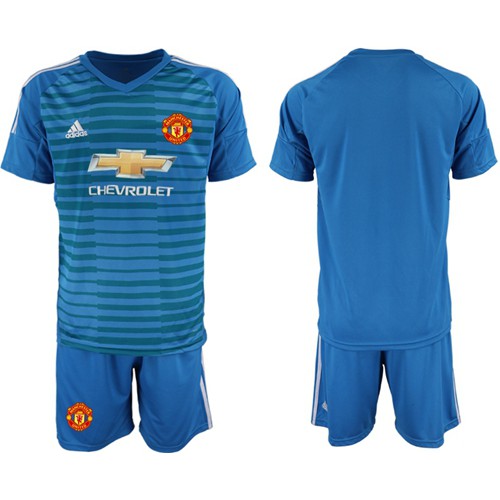 Manchester United Blank Blue Goalkeeper Soccer Club Jersey