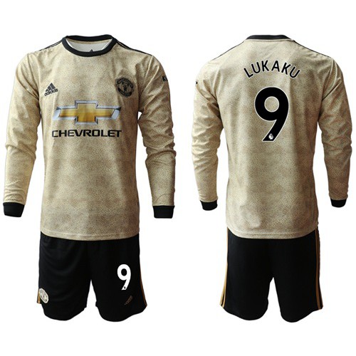 Manchester United #9 Lukaku Away Long Sleeves Soccer Club Jersey