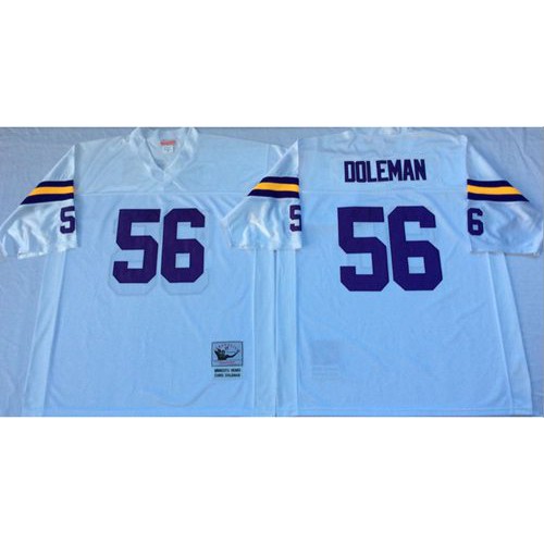 Mitchell And Ness Minnesota Vikings #56 Chris Doleman White Throwback Stitched NFL Jersey