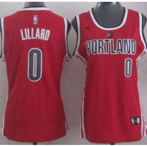 Women’s Portland Trail Blazers #0 Damian Lillard Red Alternative Stitched NBA Jersey