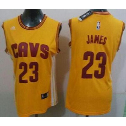Women’s Cleveland Cavaliers #23 LeBron James Gold Alternate Stitched NBA Jersey