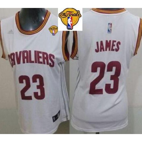 Women’s Cavaliers #23 LeBron James White The Finals Patch Home Stitched NBA Jersey