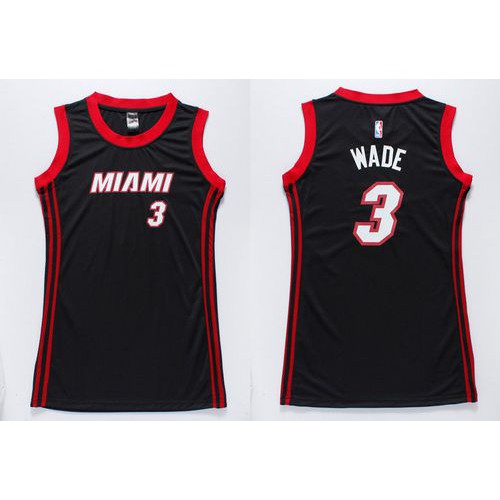 Women’s Heat #3 Dwyane Wade Black Dress Stitched NBA Jersey