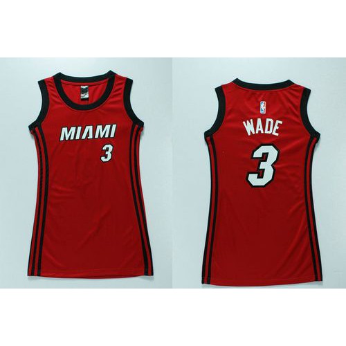 Women’s Heat #3 Dwyane Wade Red Dress Stitched NBA Jersey
