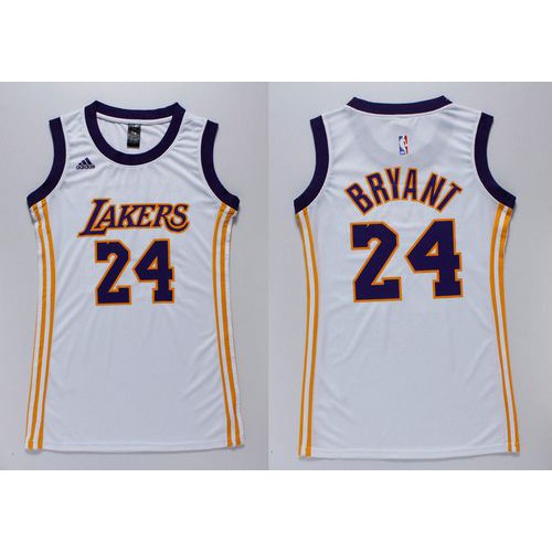 Women’s Lakers #24 Kobe Bryant White Dress Stitched NBA Jersey