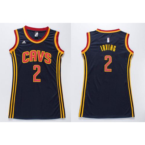 Women’s Cavaliers #2 Kyrie Irving Navy Blue Dress Stitched NBA Jersey
