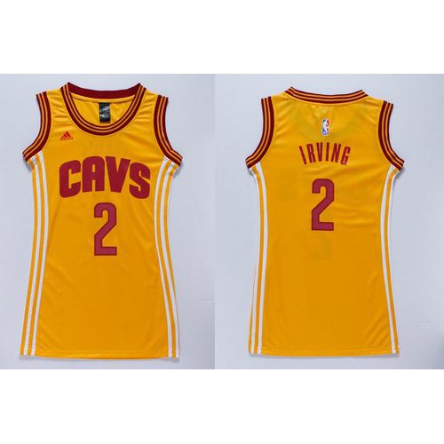 Women’s Cavaliers #2 Kyrie Irving Gold Dress Stitched NBA Jersey