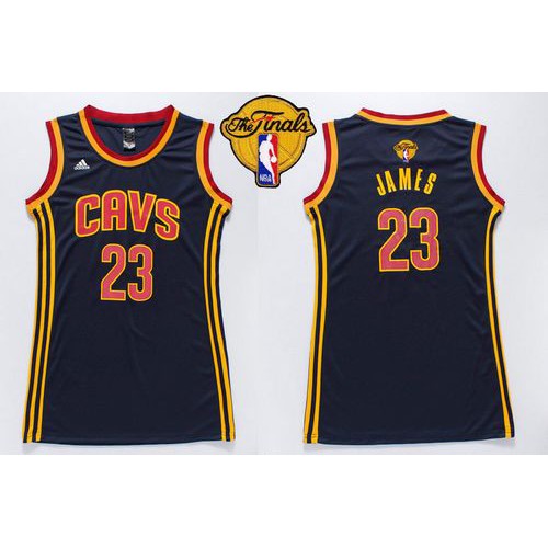 Women’s Cavaliers #23 LeBron James Navy Blue The Finals Patch Dress Stitched NBA Jersey