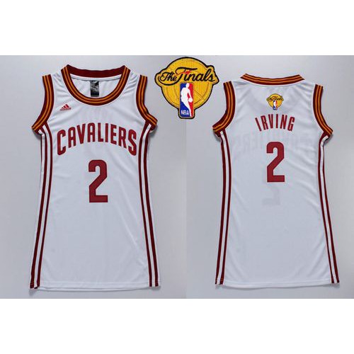 Women’s Cavaliers #2 Kyrie Irving White The Finals Patch Dress Stitched NBA Jersey