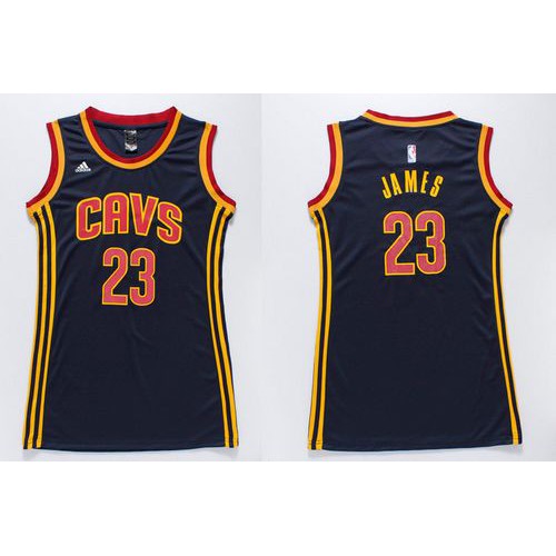 Women’s Cavaliers #23 LeBron James Navy Blue Dress Stitched NBA Jersey