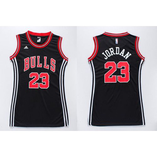 Women’s Bulls #23 Michael Jordan Black Dress Stitched NBA Jersey