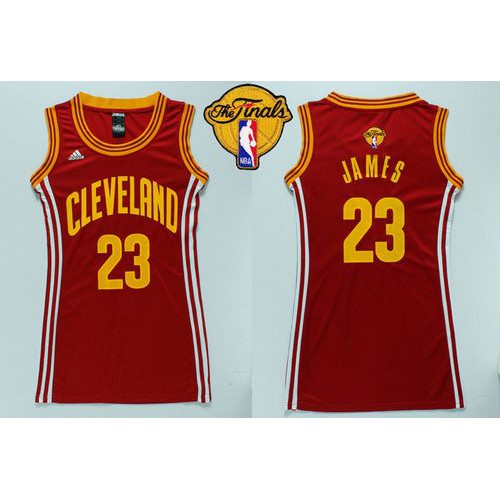 Women’s Cavaliers #23 LeBron James Red The Finals Patch Dress Stitched NBA Jersey