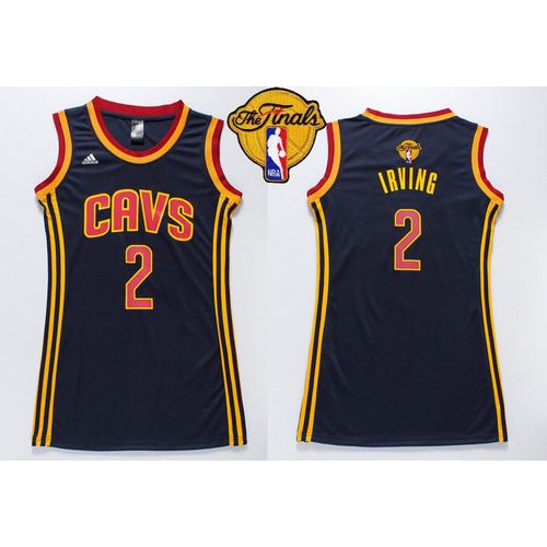 Women’s Cavaliers #2 Kyrie Irving Navy Blue The Finals Patch Dress Stitched NBA Jersey