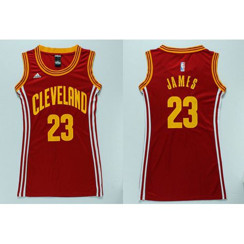 Women’s Cavaliers #23 LeBron James Red Dress Stitched NBA Jersey