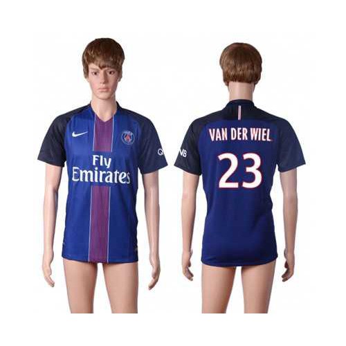 Paris Saint-Germain #23 Van Der Wiel Home Soccer Club Jersey