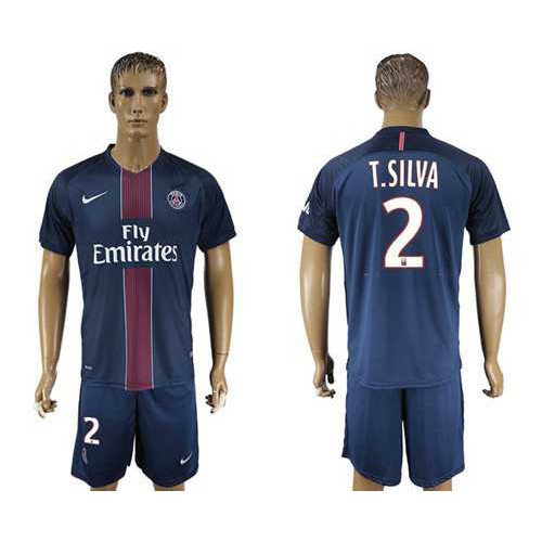 Paris Saint-Germain #2 T Silva Home Soccer Club Jersey