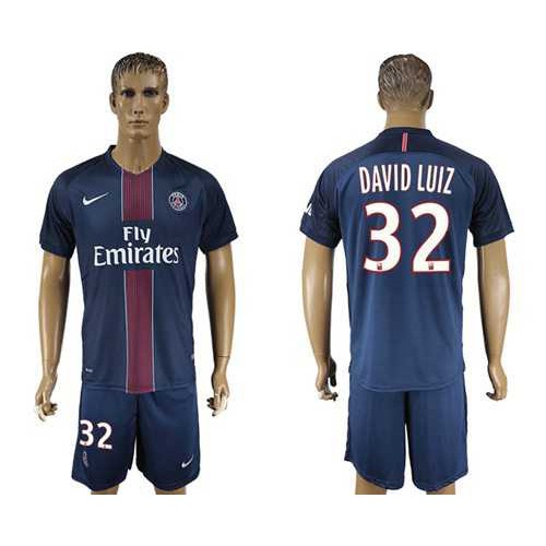 Paris Saint-Germain #32 David Luiz Home Soccer Club Jersey