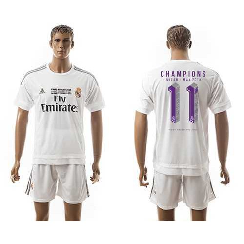 Real Madrid #11 Champions White Home Soccer Club Jersey