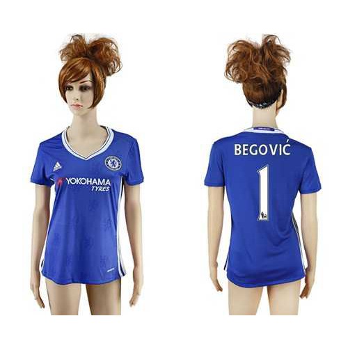Women’s Chelsea #1 Begovic Home Soccer Club Jersey
